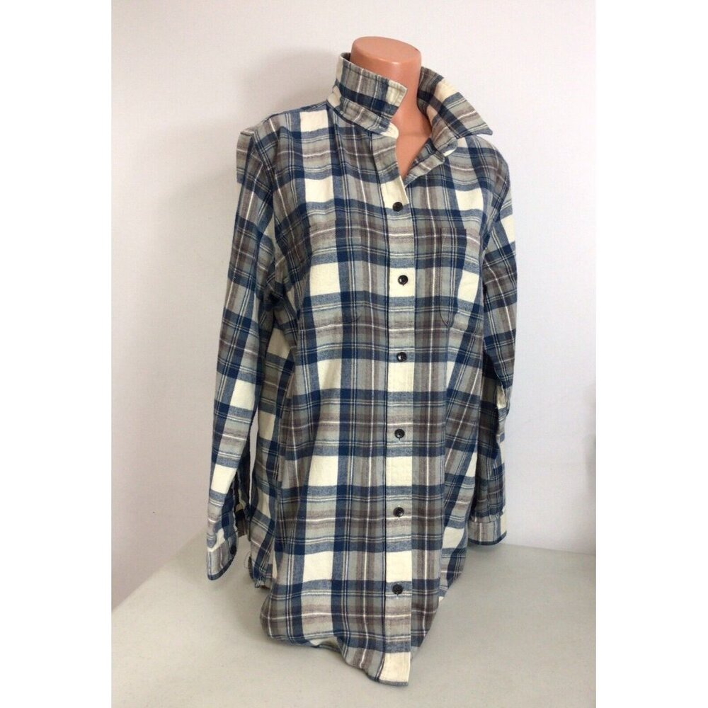 L.L. Bean Blue, White & Brown Plaid Button-Down Shirt
